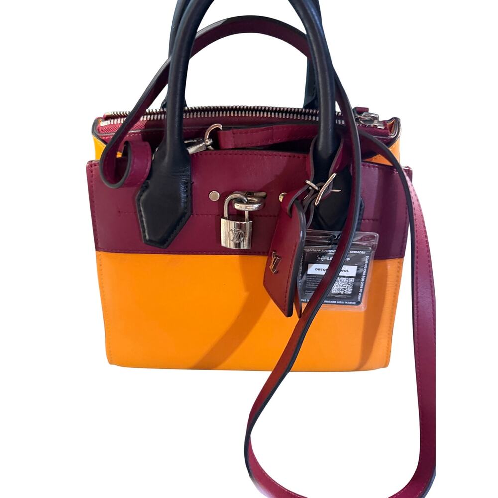 LOUIS VUITTON City Steamer MINI shoulder Handbag leather Orange EUC M42438